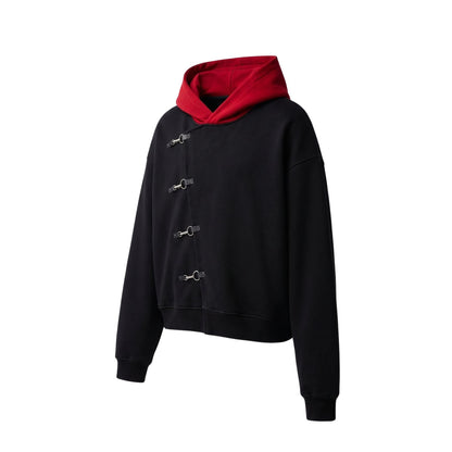 Cursed Vessel Hoodie — Black/Red Buckle Oversized Hoodie