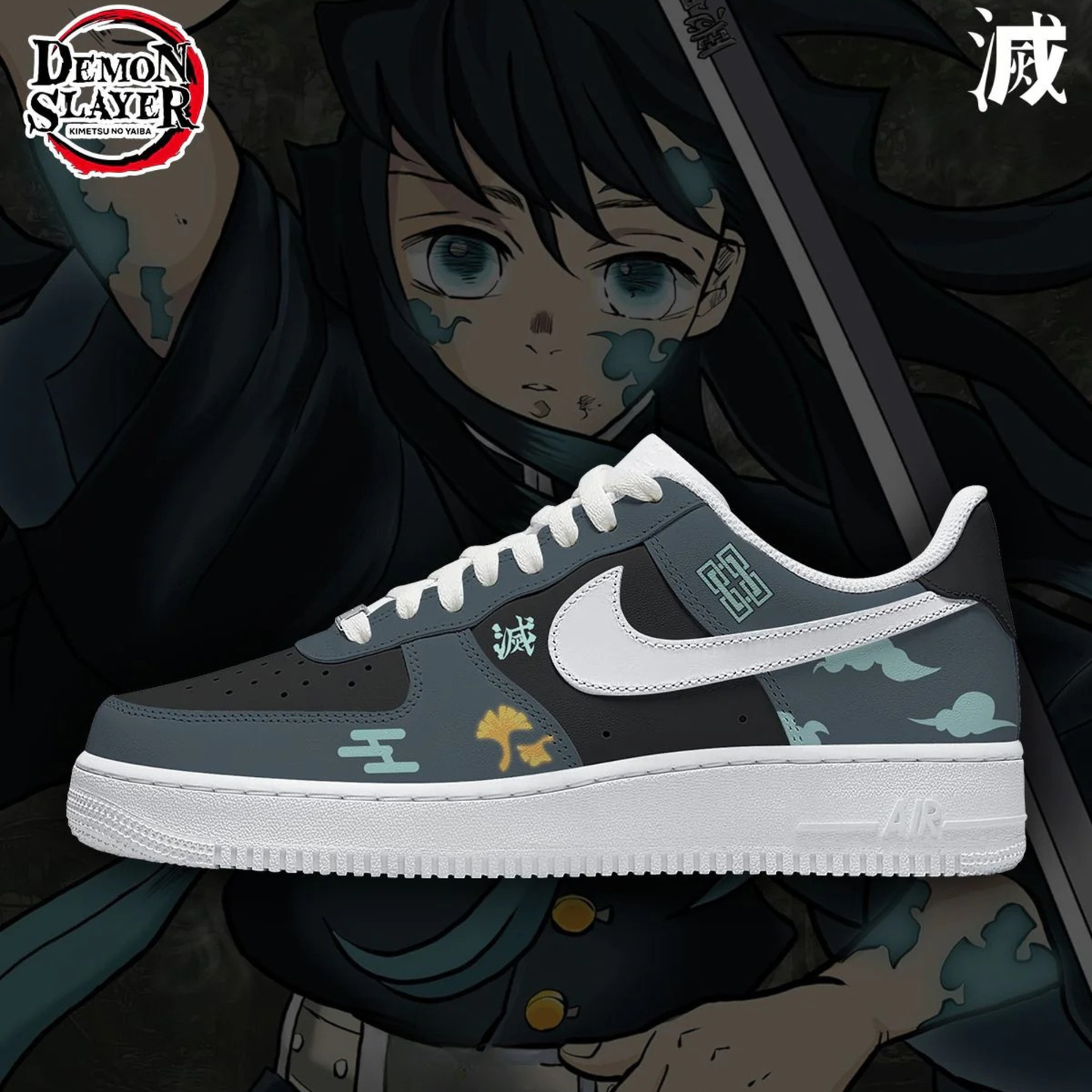 Muichiro Tokito Demon Slayer Custom Air Force 1 Shoes