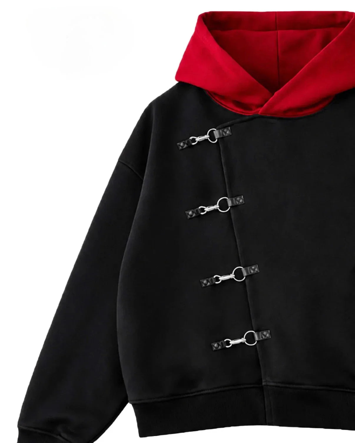Cursed Vessel Hoodie — Black/Red Buckle Oversized Hoodie