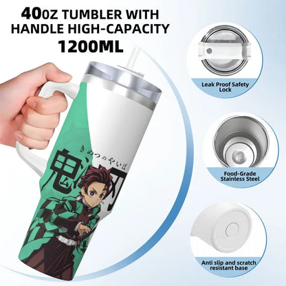 Demon Slayer 40 oz Tumbler with Handle and Straw