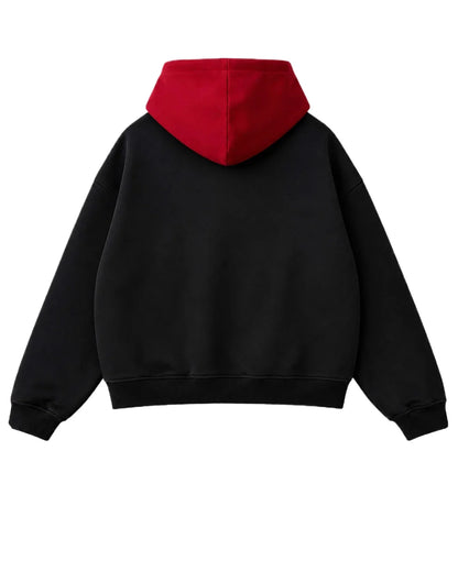 Cursed Vessel Hoodie — Black/Red Buckle Oversized Hoodie